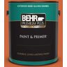 BEHR PREMIUM PLUS 1 gal. #S-H-250 Pumpkin Patch Semi-Gloss Enamel Exterior Paint & Primer