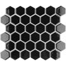 Merola Tile Hudson Due 2" Hex Glossy Black 10-7/8 in. x 12-5/8 in. Porcelain Mosaic Tile (9.7 sq. ft./Case)