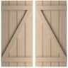 Ekena Millwork 23.5 in. x 50 in. Timberthane Polyurethane 4-Board Spaced Board-n-Batten Rough Cedar Faux Wood Shutters w/Z-Board Pair