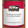 BEHR PREMIUM PLUS 1 gal. #240D-7 Chestnut Stallion Hi-Gloss Enamel Interior/Exterior Paint