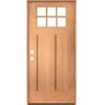 Krosswood Doors PINNACLE Craftsman 36 in. x 80 in. 6-Lite Right-Hand/Inswing Clear Glass Teak Stain Fiberglass Prehung Front Door