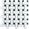 Merola Tile Metro Ion Dog Bone Basketweave Emerald Dot with Matte White 10 in. x 10 in. Porcelain Mosaic Tile (7.1 sq. ft./Case)