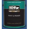 BEHR PREMIUM PLUS 1 gal. #590B-7 Award Blue Semi-Gloss Enamel Exterior Paint & Primer