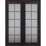 Belldinni Avanti 10-Lite Frosted Glass 56 in. x 84 in. Left Hand Active Black Apricot Composite Wood Double Prehung French Door