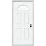 JELD-WEN 36 in. x 80 in. Fan Lite White Painted Steel Prehung Right-Hand Outswing Front Door w/Brickmould