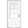 MMI Door 36 in. x 80 in. Simulated Divided Lites Left-Hand 3/4-Lite Clear 2-Panel Primed Fiberglass Smooth Prehung Front Door