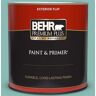 BEHR PREMIUM PLUS 1 qt. #T14-1 Ocean Liner Flat Exterior Paint & Primer