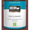 BEHR PREMIUM PLUS 1 gal. #ICC-82 Library Red Satin Enamel Low Odor Interior Paint & Primer