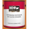 BEHR PREMIUM PLUS 1 gal. #T17-19 Fired Up Hi-Gloss Enamel Interior/Exterior Paint