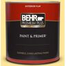 BEHR PREMIUM PLUS 1 qt. #390B-4 Chilled Lemonade Flat Exterior Paint & Primer