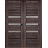 Belldinni Rita 36 in. x 80 in. Left Hand Active 3-Lite Frosted Glass Gray Oak Finished Wood Composite Double Prehung French Door