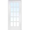 MMI Door 30 in. x 80 in. Left Handed Primed Composite Clear Glass 15 Lite True Divided Single Prehung Interior Door