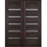 Belldinni Vona 07-04 64 in. x 80 in. Both Active 5-Lite Frosted Glass Veralinga Oak Wood Composite Double Prehung French Door