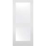 Builders Choice 24 in. x 80 in. Solid Core 2-Lite Satin Etch Glass Square Sticking Primed Wood Interior Door Slab