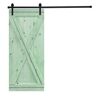 AIOPOP HOME Modern X Style Series 36 in. x 84 in. Iced Mint Green stained Knotty Pine Wood DIY Sliding Barn Door with Hardware Kit
