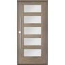 Krosswood Doors Faux Pivot 36 in. x 80 in. 5 Lite Right-Hand/Inswing Satin Glass Oiled Leather Stain Fiberglass Prehung Front Door