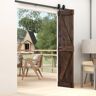 ISLIFE K Style 30 in. x 84 in. Kona Coffee Finished Solid Wood Bi-Fold Barn Door With Hardware Kit -Assembly Needed