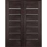 Belldinni Vona 07-02 72 in. x 80 in. Both Active 6-Lite Frosted Glass Veralinga Oak Wood Composite Double Prehung French Door