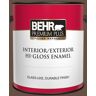 BEHR PREMIUM PLUS 1 gal. #760B-7 Revival Mahogany Hi-Gloss Enamel Interior/Exterior Paint