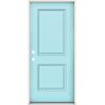 JELD-WEN Smooth-Pro 36 in. x 80 in. 2-Panel Right-Handed Caribbean Blue Fiberglass Prehung Front Door with 4-9/16 in. Jamb Size