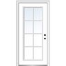 MMI Door 36 in. x 80 in. Simulated Divided Lites Left-Hand Full Lite Clear Classic Primed Fiberglass Smooth Prehung Front Door