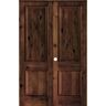 Krosswood Doors 60 in. x 96 in. Rustic Knotty Alder 2-Panel Square Top Right-Handed Red Mahogany Stain Wood Prehung Interior Double Door