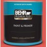 BEHR PREMIUM PLUS 1 qt. #170B-6 Lipstick Satin Enamel Exterior Paint & Primer