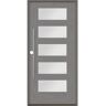 Krosswood Doors Modern Faux Pivot 36 in. x 80 in. 5 Lite Right-Hand/Inswing Satin Glass Malibu Grey Stain Fiberglass Prehung Front Door