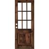 Krosswood Doors 36 in. x 96 in. Rustic Knotty Alder Red Mahogany Stain Right-Hand Clear LowE Glass 9-Lite Wood Single Prehung Front Door