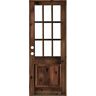 Krosswood Doors 42 in. x 96 in. Rustic Knotty Alder Red Mahogany Stain Right-Hand Clear LowE Glass 9-Lite Wood Single Prehung Front Door