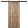 Masonite 36 in. x 84 in. 2 Panel Plank Sandy Brown Interior Sliding Barn Door Slab with Hardware Kit