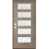 Krosswood Doors ASCEND Modern 36 in. x 80 in. Right-Hand/Inswing 5-Lite Satin Glass Oiled Leather Stain Fiberglass Prehung Front Door