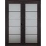 Belldinni Avanti 5-Lite Frosted Glass 48 in. x 92.5 in. Left Hand Active Black Apricot Composite Wood Double Prehung French Door