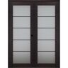 Belldinni Avanti 5-Lite Frosted Glass 36 in. x 92.5 in. Left Hand Active Black Apricot Composite Wood Double Prehung French Door