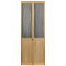 Pinecroft 23.5 in. x 78.625 in. Grass Glass Over Raised Panel 1/2-Lite Decorative Pine Wood Interior Bi-fold Door