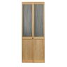 Pinecroft 29.5 in. x 78.625 in. Grass Glass Over Raised Panel Decorative 1/2-Lite Pine Wood Interior Bi-fold Door