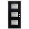 MP Doors 36 in. x 80 in. Left-Hand Inswing 3-Lite Vintage Glass Black Finished Fiberglass Prehung Front Door