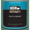 BEHR PREMIUM PLUS 1 qt. #M420-6 Tournament Field Satin Enamel Exterior Paint & Primer