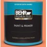 BEHR PREMIUM PLUS 1 qt. #210B-5 Tangerine Dream Satin Enamel Exterior Paint & Primer