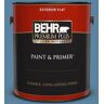 BEHR PREMIUM PLUS 1 gal. #BIC-38 Honest Blue Flat Exterior Paint & Primer