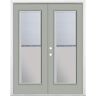 Masonite 60 in. x 80 in. Silver Cloud Steel Prehung Right-Hand Inswing Mini Blind Patio Door in Vinyl Frame with Brickmold