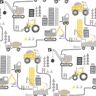 Tiny Tots 2-Collection Yellow/Greige Matte Kids Construction Trucks Paper Non-Pasted Non-Woven Wallpaper Roll