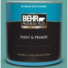 BEHR PREMIUM PLUS 1 qt. #M450-5 Aqua Rapids Satin Enamel Exterior Paint & Primer