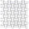 Merola Tile Metro Basketweave White with Glossy White Dot 11-3/4 in. x 11-3/4 in. Porcelain Mosaic Tile (9.8 sq. ft./Case)