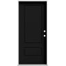 JELD-WEN 36 in. x 80 in. 2 Panel Euro Left-Hand/Inswing Black Steel Prehung Front Door