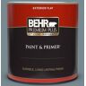 BEHR PREMIUM PLUS 1 qt. #N470-5 Norwegian Blue Flat Exterior Paint & Primer