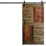 COAST SEQUOIA INC S Series 42 in. x 84 in. Dark Walnut/Aged Barrel Knotty Pine Wood Sliding Barn Door with Hardware Kit