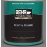 BEHR PREMIUM PLUS 1 qt. #T12-10 Game Over Semi-Gloss Enamel Exterior Paint & Primer