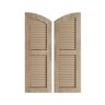 Ekena Millwork 18 x 30 in. Timberthane Polyurethane Sandblasted 2-Equal Louvered with Elliptical Top Faux Wood Shutters Pair in Primed