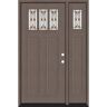 Steves & Sons Regency 53 in. x 80 in. 3Lite Amberton Deco Glass LHIS Ashwood Stain Fir Grain Fiberglass Prehung Front Door w/14in.SL